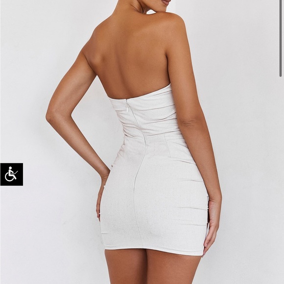 Astound' Beige Linen Strapless Mini Dress M - Picture 7 of 14